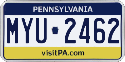 PA license plate MYU2462