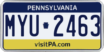 PA license plate MYU2463