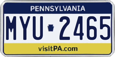 PA license plate MYU2465
