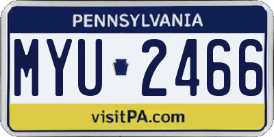 PA license plate MYU2466