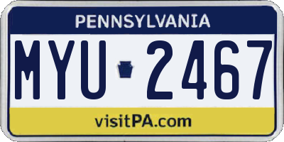 PA license plate MYU2467