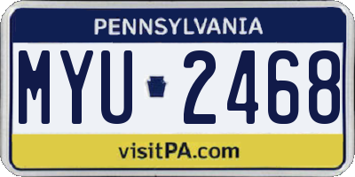 PA license plate MYU2468