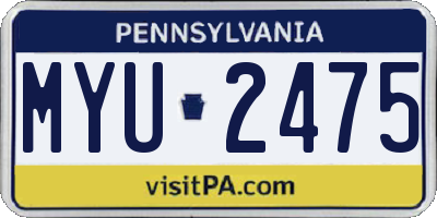 PA license plate MYU2475