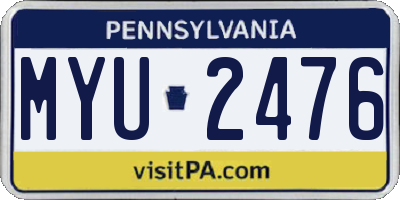 PA license plate MYU2476