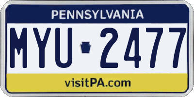 PA license plate MYU2477