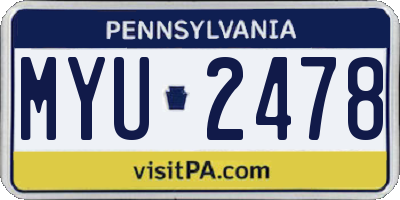 PA license plate MYU2478