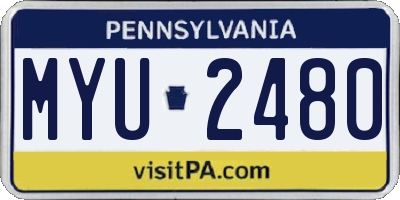 PA license plate MYU2480
