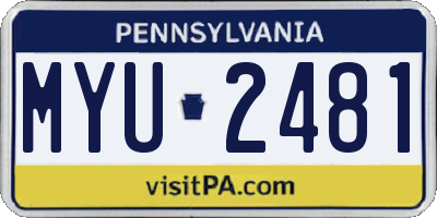 PA license plate MYU2481