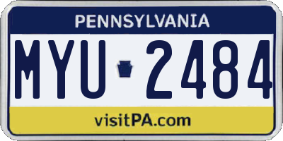 PA license plate MYU2484