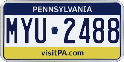 PA license plate MYU2488