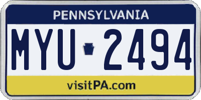 PA license plate MYU2494