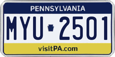 PA license plate MYU2501