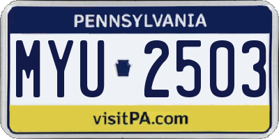 PA license plate MYU2503