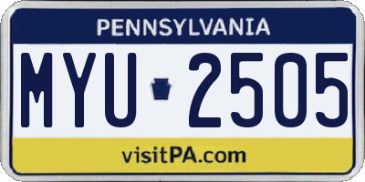 PA license plate MYU2505
