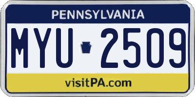 PA license plate MYU2509