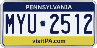 PA license plate MYU2512