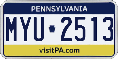 PA license plate MYU2513