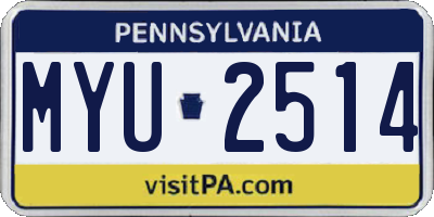 PA license plate MYU2514