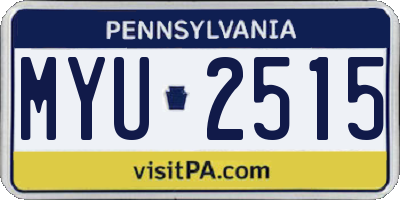 PA license plate MYU2515