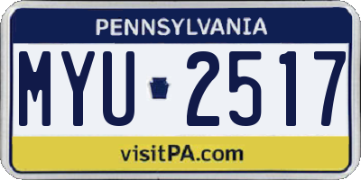 PA license plate MYU2517