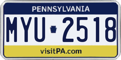 PA license plate MYU2518
