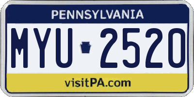 PA license plate MYU2520