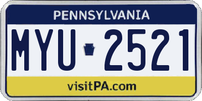 PA license plate MYU2521