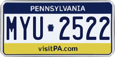 PA license plate MYU2522