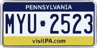 PA license plate MYU2523