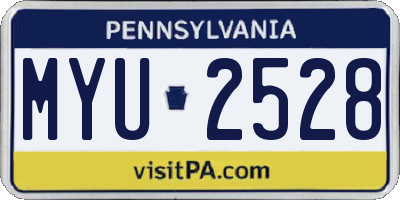 PA license plate MYU2528