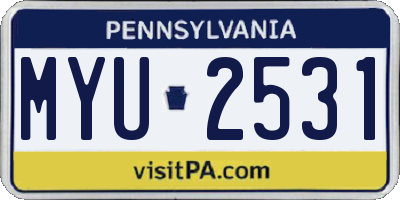 PA license plate MYU2531