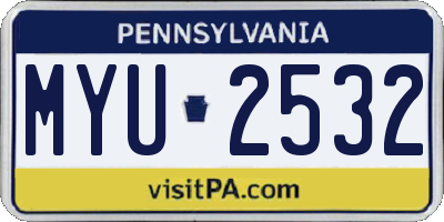 PA license plate MYU2532