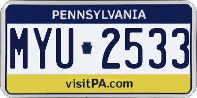 PA license plate MYU2533