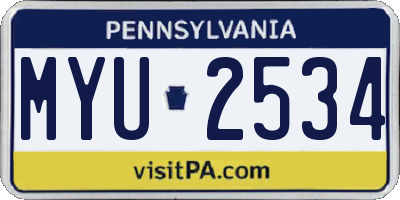 PA license plate MYU2534