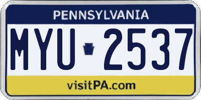 PA license plate MYU2537