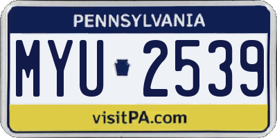 PA license plate MYU2539