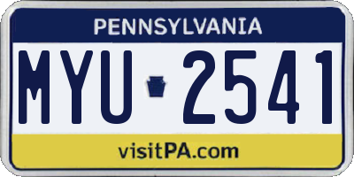 PA license plate MYU2541