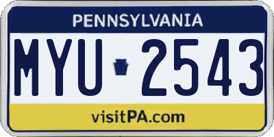 PA license plate MYU2543