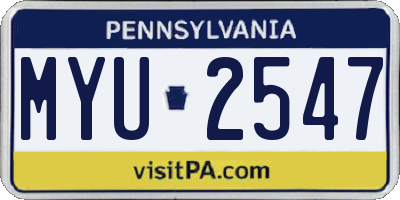 PA license plate MYU2547