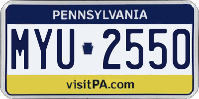 PA license plate MYU2550