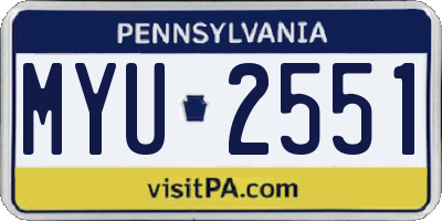 PA license plate MYU2551