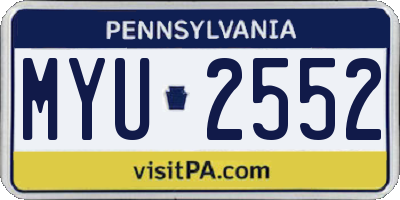PA license plate MYU2552