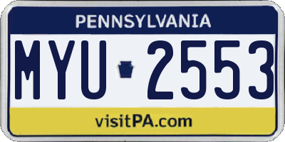 PA license plate MYU2553