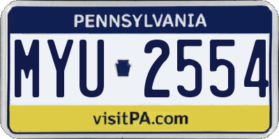 PA license plate MYU2554