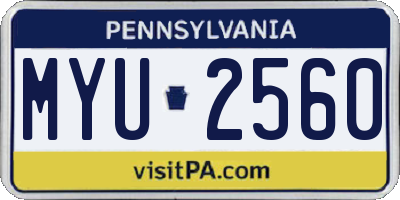 PA license plate MYU2560