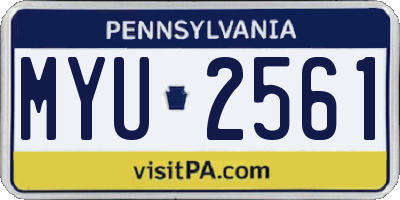PA license plate MYU2561