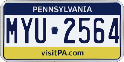 PA license plate MYU2564