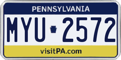 PA license plate MYU2572