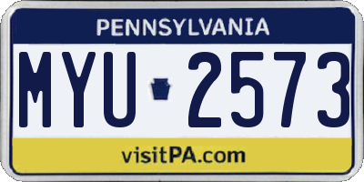 PA license plate MYU2573