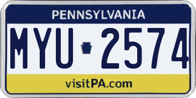 PA license plate MYU2574